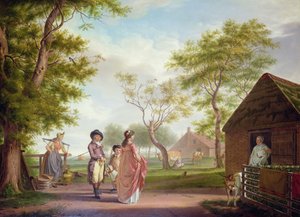 Country Landscape with Figures by Johan Prey